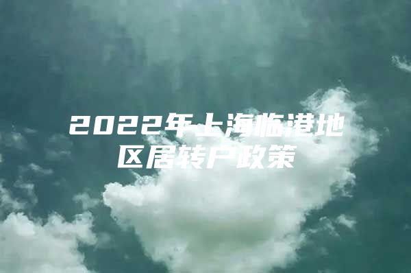 2022年上海临港地区居转户政策