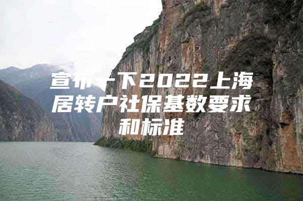 宣布一下2022上海居转户社保基数要求和标准