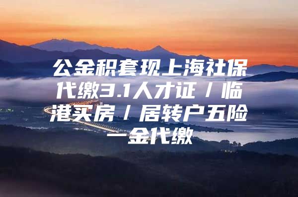 公金积套现上海社保代缴3.1人才证／临港买房／居转户五险一金代缴