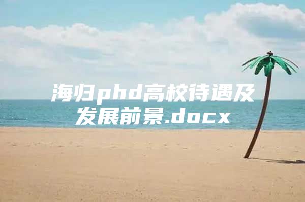 海归phd高校待遇及发展前景.docx