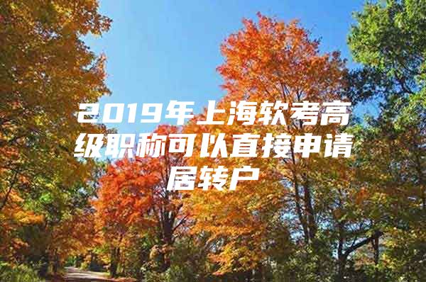 2019年上海软考高级职称可以直接申请居转户