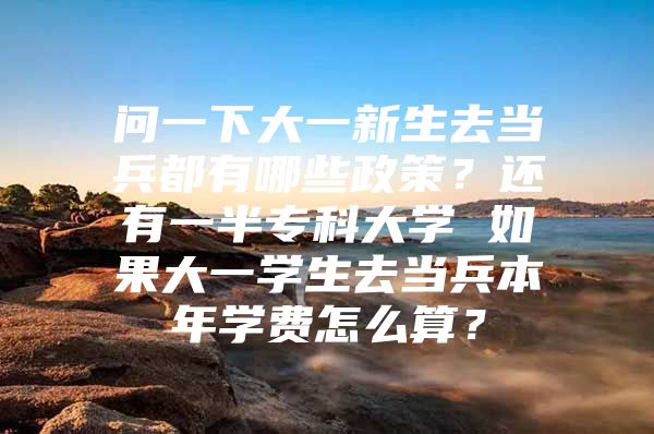 问一下大一新生去当兵都有哪些政策？还有一半专科大学 如果大一学生去当兵本年学费怎么算？