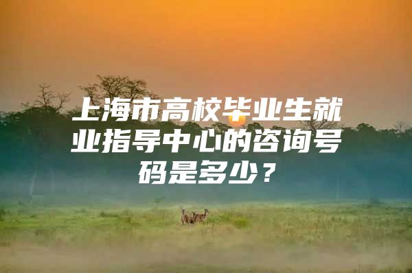 上海市高校毕业生就业指导中心的咨询号码是多少？