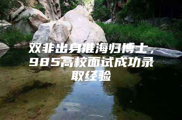 双非出身准海归博士，985高校面试成功录取经验