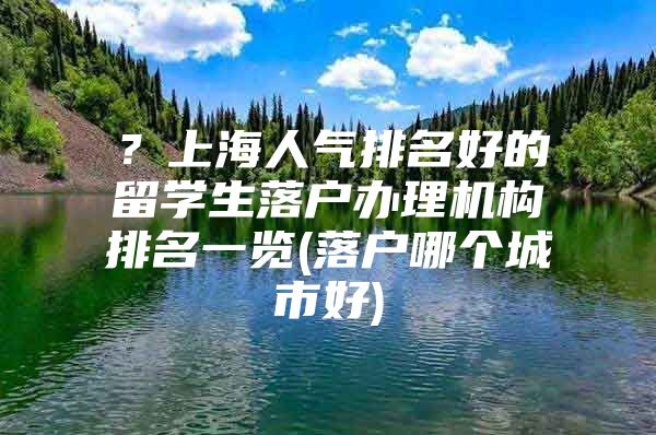 ？上海人气排名好的留学生落户办理机构排名一览(落户哪个城市好)