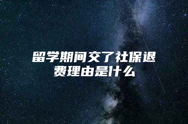 留学期间交了社保退费理由是什么