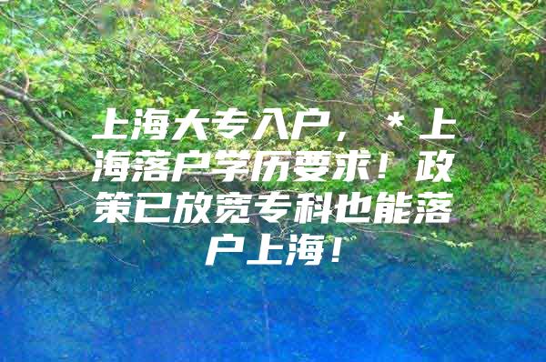 上海大专入户，＊上海落户学历要求！政策已放宽专科也能落户上海！