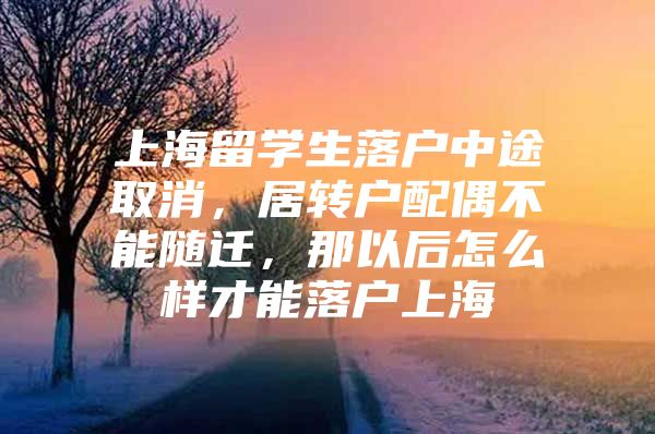 上海留学生落户中途取消，居转户配偶不能随迁，那以后怎么样才能落户上海