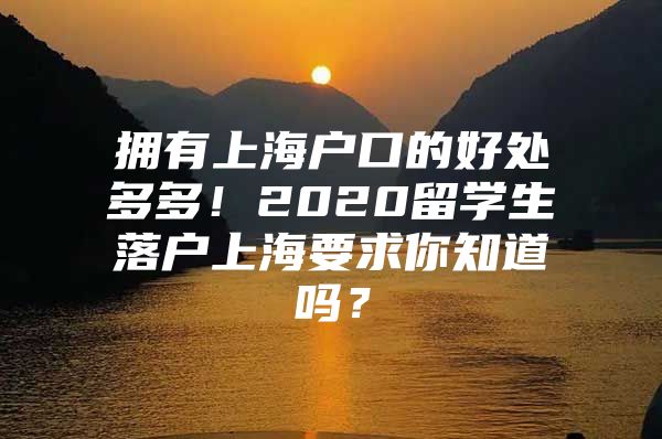 拥有上海户口的好处多多！2020留学生落户上海要求你知道吗？