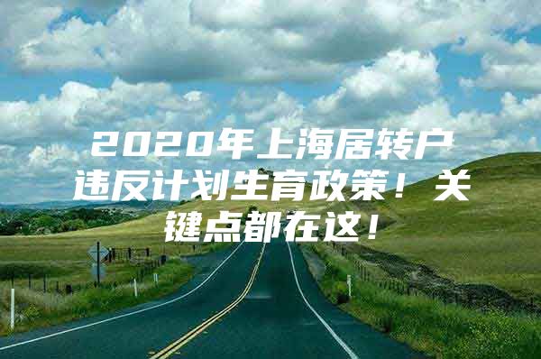 2020年上海居转户违反计划生育政策！关键点都在这！