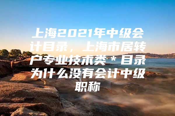 上海2021年中级会计目录，上海市居转户专业技术类＊目录为什么没有会计中级职称