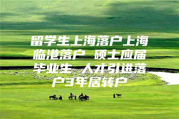 留学生上海落户上海临港落户 硕士应届毕业生 人才引进落户3年居转户