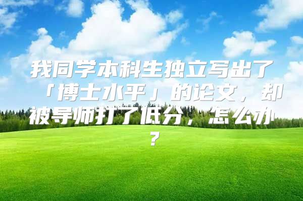 我同学本科生独立写出了「博士水平」的论文，却被导师打了低分，怎么办？