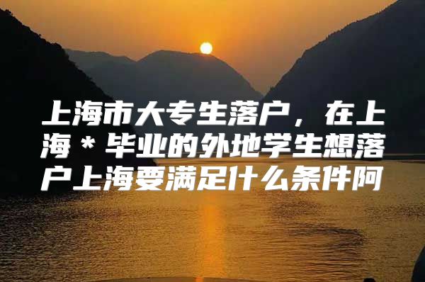 上海市大专生落户，在上海＊毕业的外地学生想落户上海要满足什么条件阿