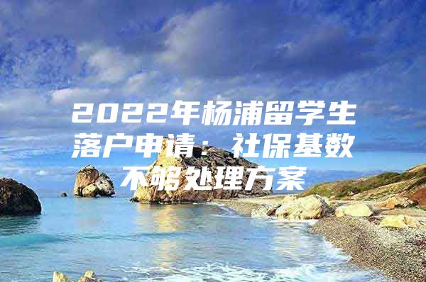 2022年杨浦留学生落户申请：社保基数不够处理方案