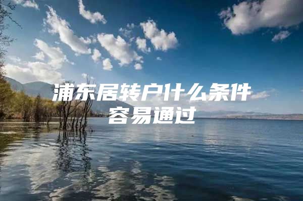 浦东居转户什么条件容易通过