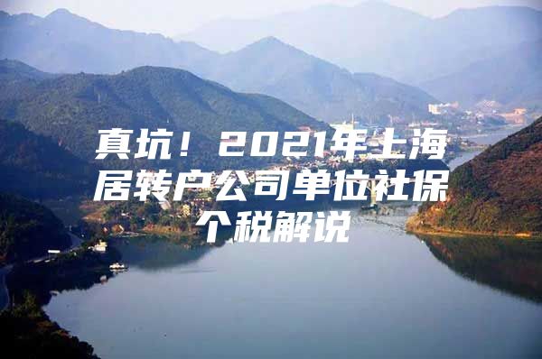 真坑！2021年上海居转户公司单位社保个税解说