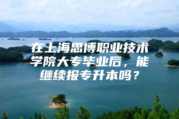 在上海思博职业技术学院大专毕业后，能继续报专升本吗？