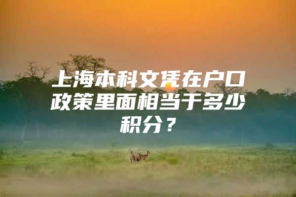 上海本科文凭在户口政策里面相当于多少积分？