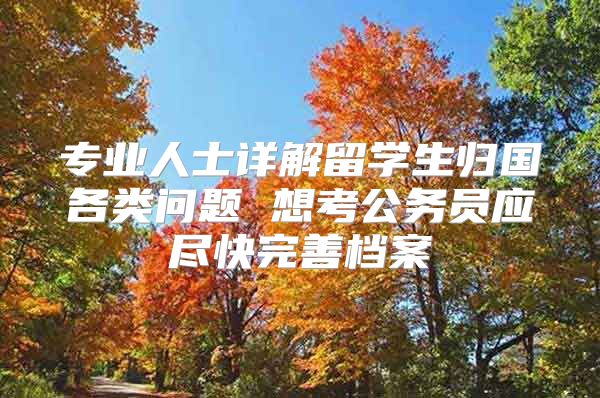 专业人士详解留学生归国各类问题 想考公务员应尽快完善档案