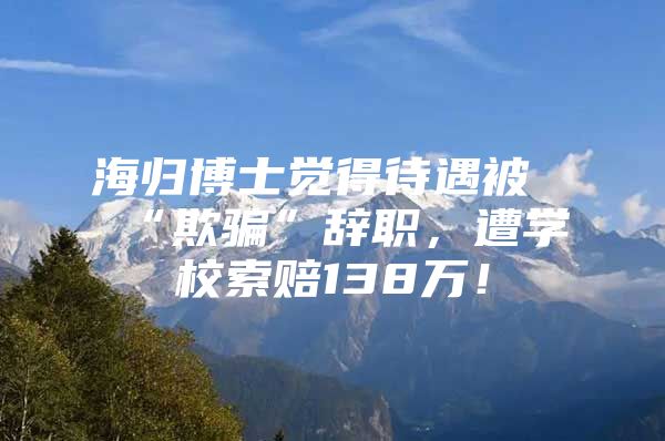 海归博士觉得待遇被“欺骗”辞职，遭学校索赔138万！