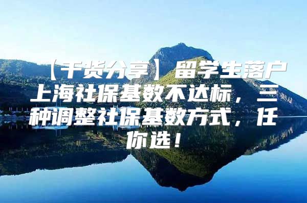 【干货分享】留学生落户上海社保基数不达标，三种调整社保基数方式，任你选！