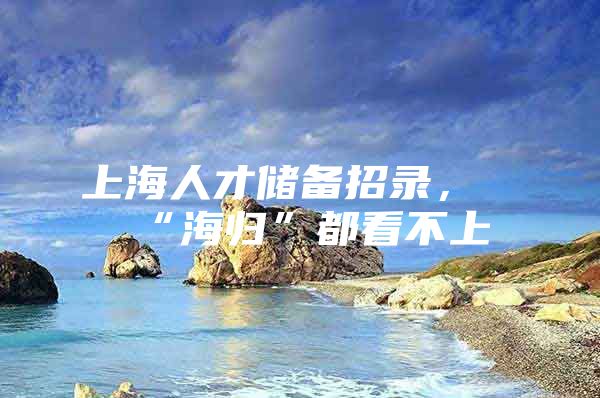 上海人才储备招录，“海归”都看不上