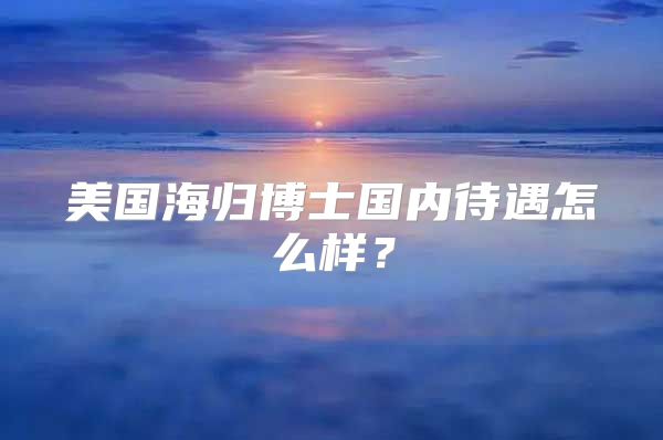 美国海归博士国内待遇怎么样？