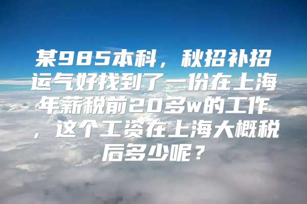 某985本科，秋招补招运气好找到了一份在上海年薪税前20多w的工作，这个工资在上海大概税后多少呢？