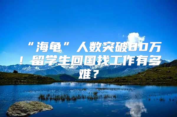 “海龟”人数突破80万！留学生回国找工作有多难？