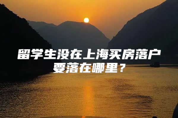 留学生没在上海买房落户要落在哪里？