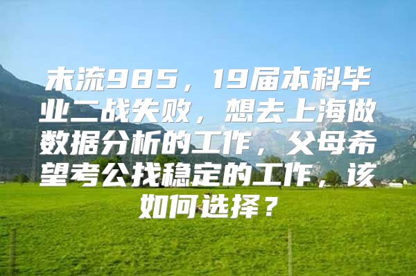 末流985，19届本科毕业二战失败，想去上海做数据分析的工作，父母希望考公找稳定的工作，该如何选择？