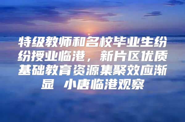 特级教师和名校毕业生纷纷授业临港，新片区优质基础教育资源集聚效应渐显 小唐临港观察