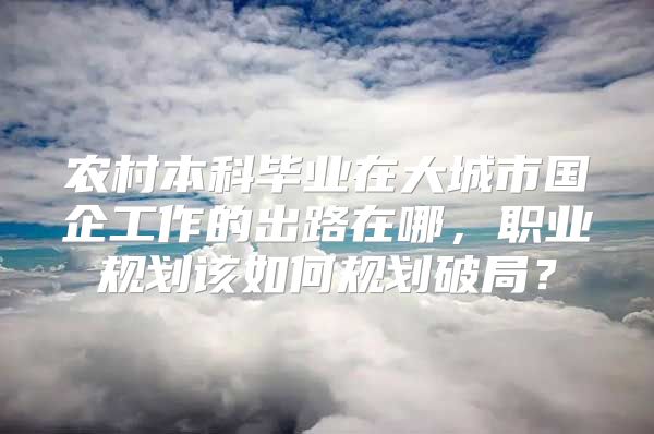 农村本科毕业在大城市国企工作的出路在哪，职业规划该如何规划破局？