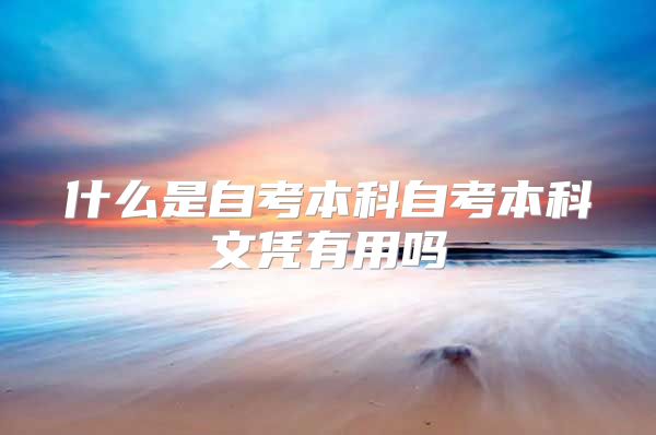 什么是自考本科自考本科文凭有用吗