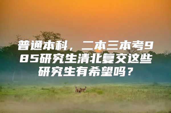 普通本科，二本三本考985研究生清北复交这些研究生有希望吗？