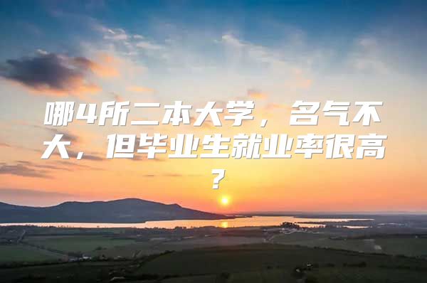 哪4所二本大学，名气不大，但毕业生就业率很高？